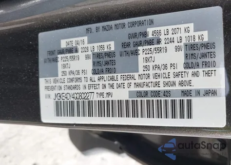 2016 Mazda Cx-5 Grand Touring from USA, damaged, VIN JM3KE4DY4G0802277